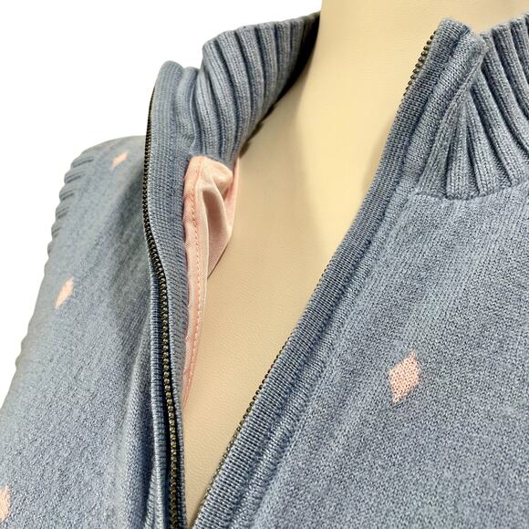 Vintage 90s Martin Sweater Vest Preppy Golf Argyle QuarterZip Merino Wool Medium - Picture 6 of 10